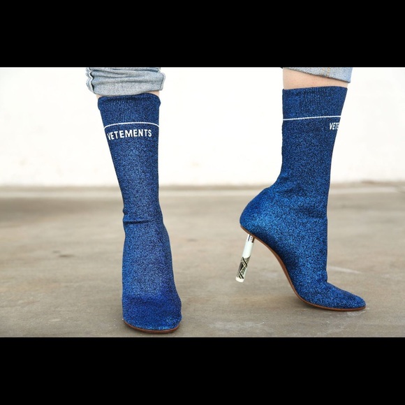 Vetements Shoes - Vetements metallic sock boots